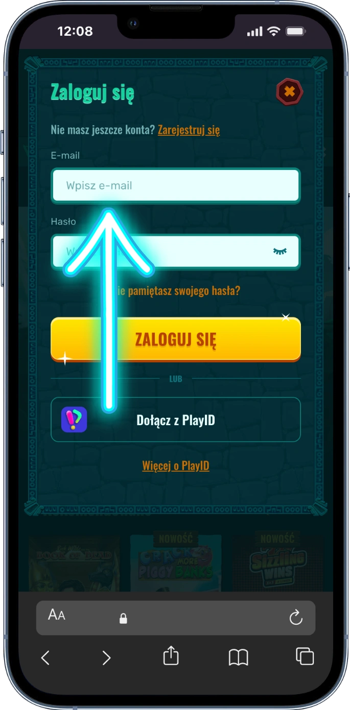 Spinanga Casino Login - Przycisk zaloguj się