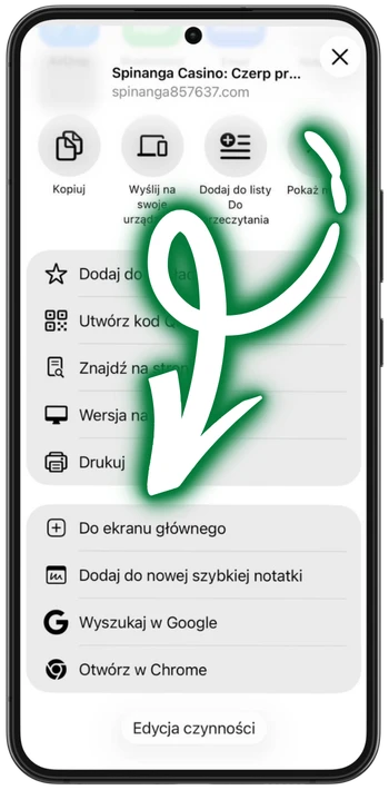 Spinanga dodaj do ekranu głównego